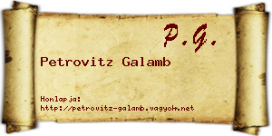 Petrovitz Galamb névjegykártya